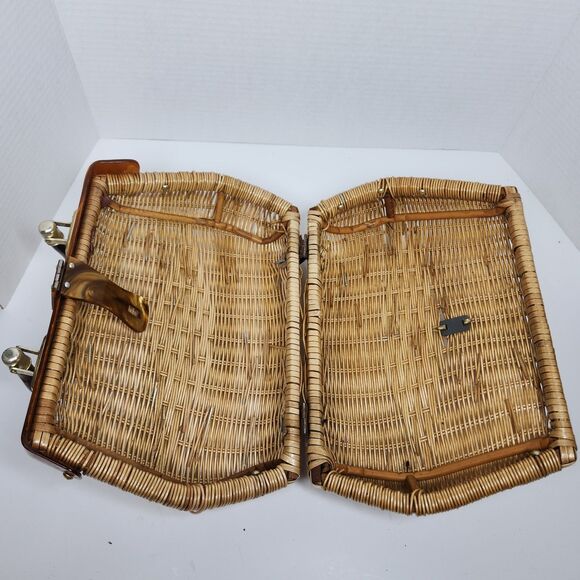 Vintage Simon Wicker Basket Purse Pocketbook Lucite Handle Frame 50's 60's Retro - Picture 3 of 9